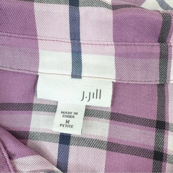 J.Jill Women’s Size MP Purple Plaid Rayon Button Down Shirt - Picture 10 of 13